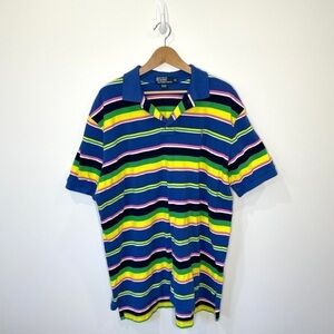 Polo by Ralph Lauren Multi-Color Striped Collared Short Sleeve Shirt